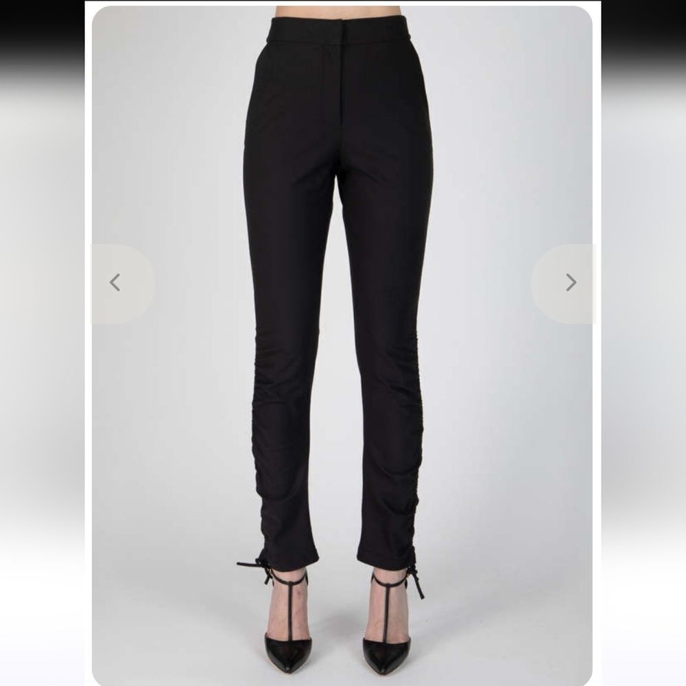 Derek Lam 10 Crosby Camryn Ruched Slim High Rise Pants Black Size 6